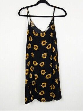 Cute sunflower black mini dress